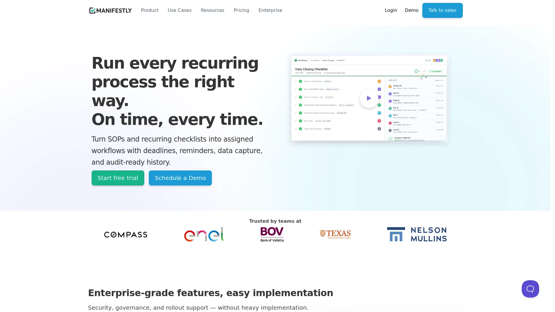 Manifestly homepage screenshot