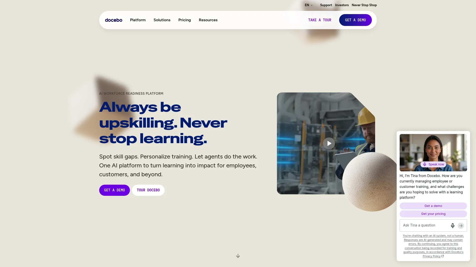 Docebo homepage screenshot