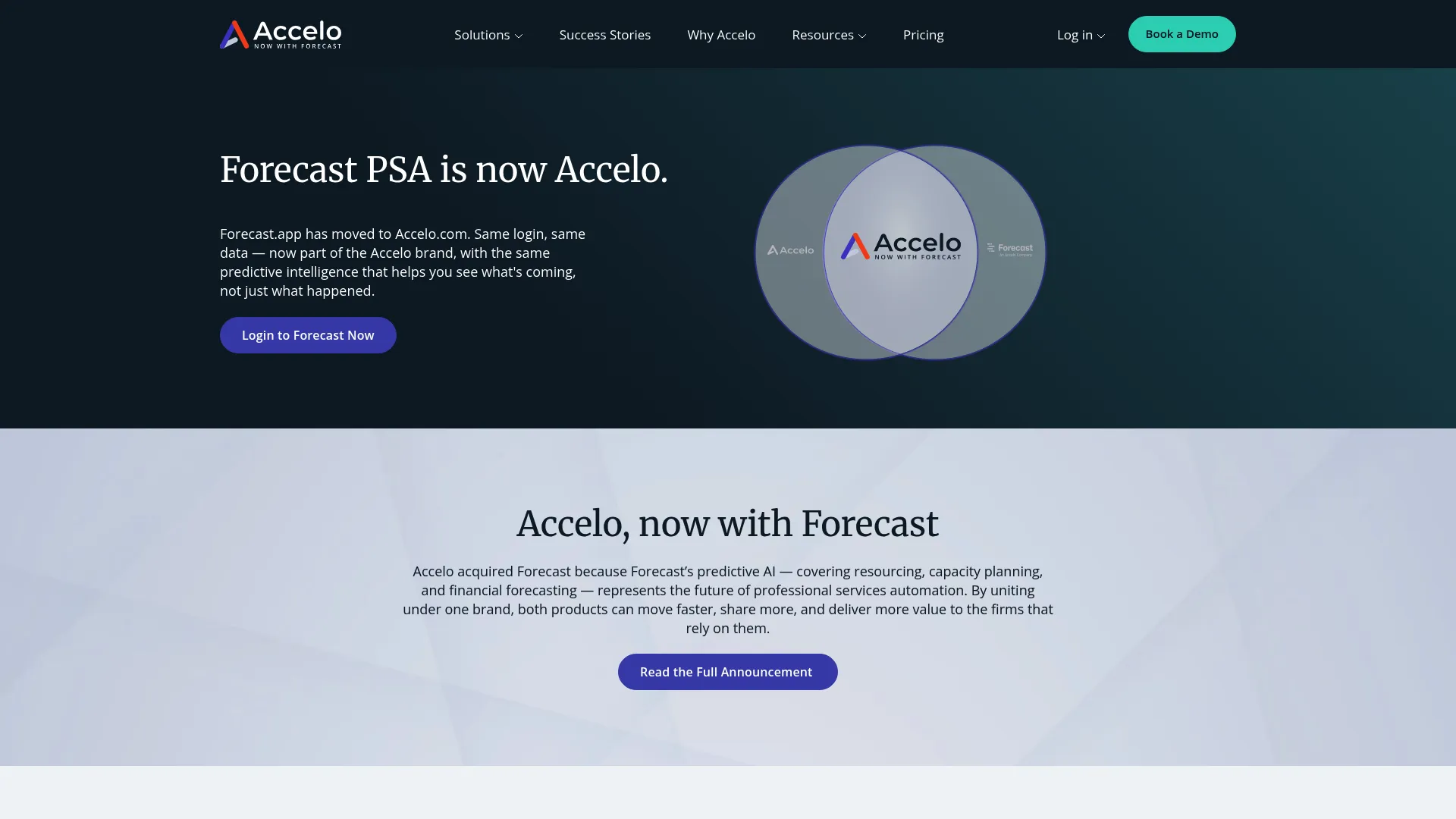 Forecast homepage screenshot showing AI-powered project and resource planning dashboard