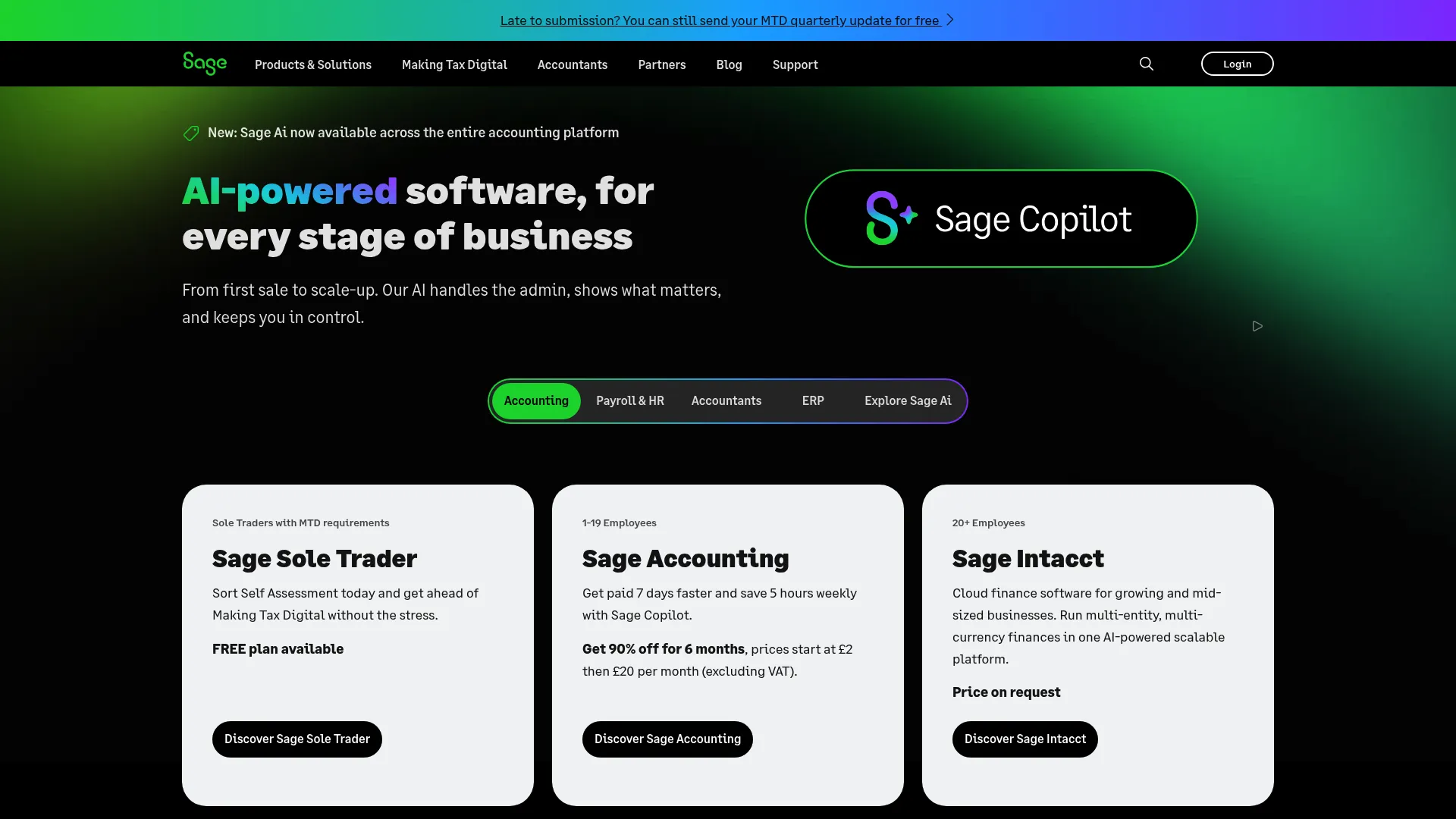 Sage homepage screenshot