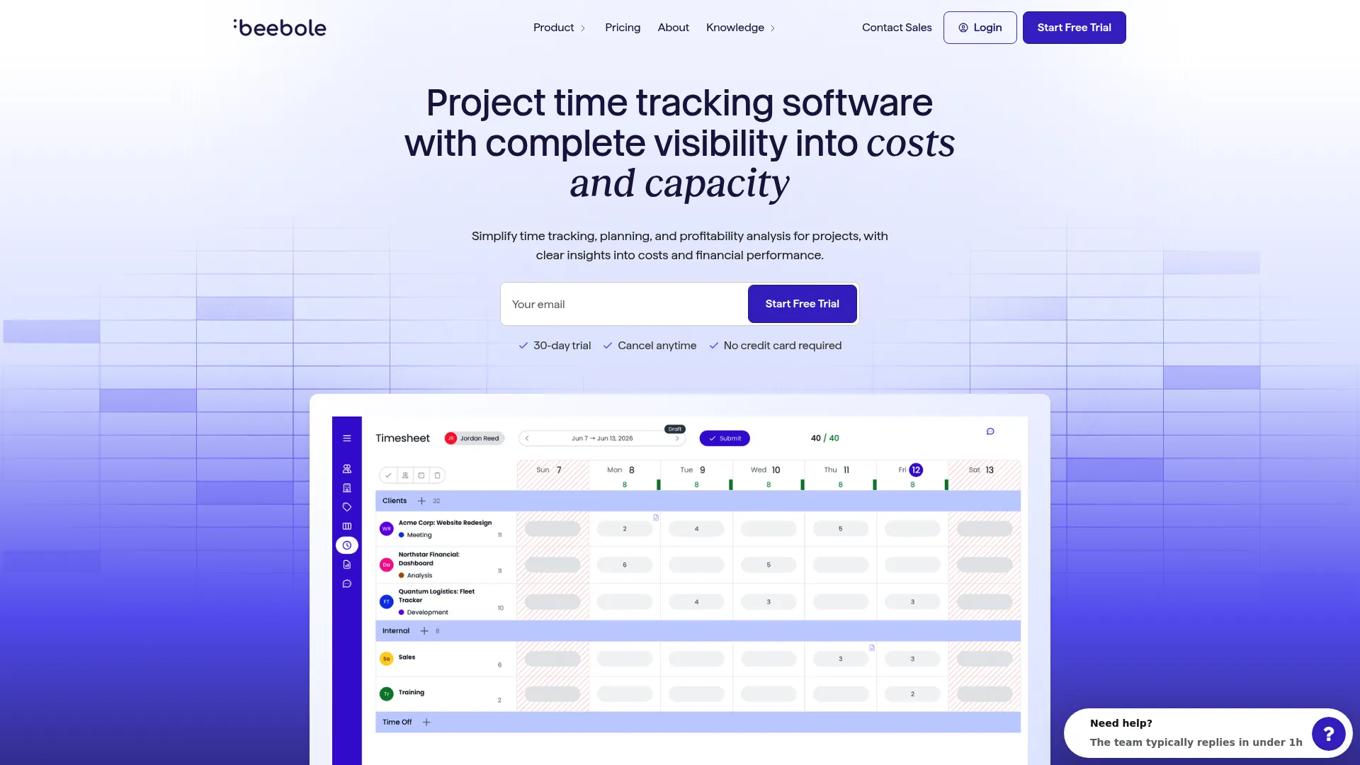 Beebole homepage screenshot