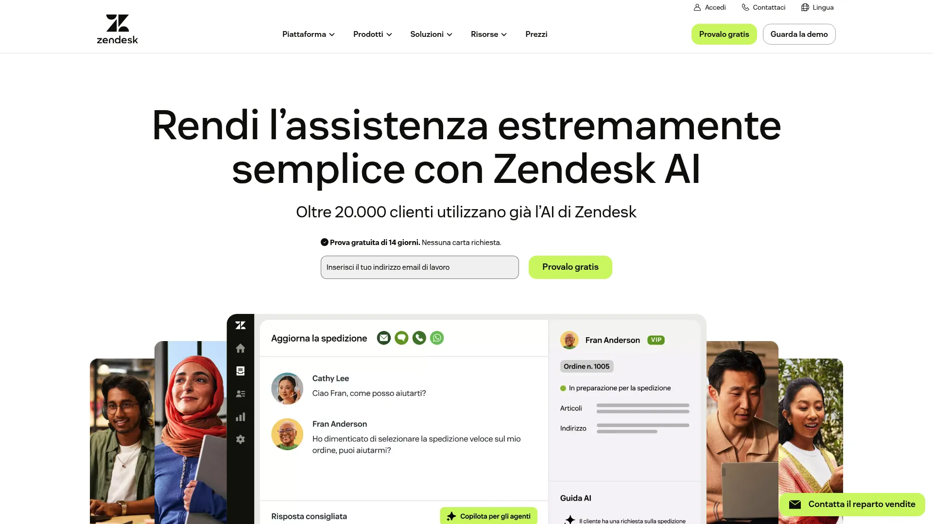 Zendesk customer service platform interface