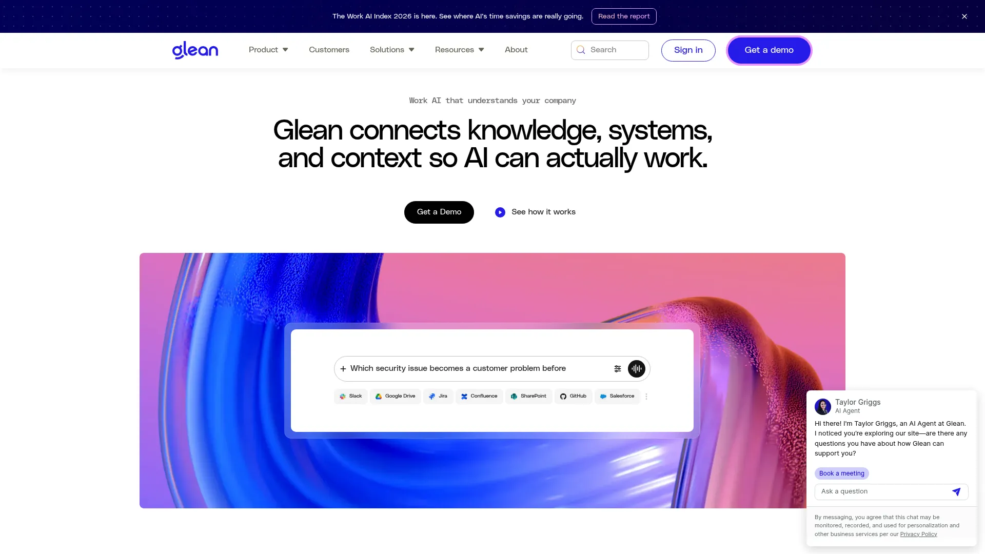 Glean enterprise AI search platform interface