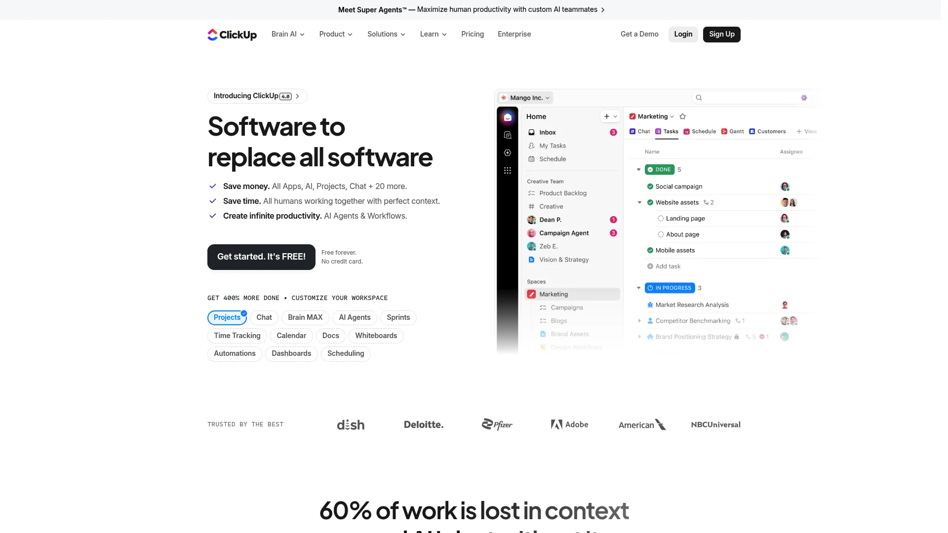 ClickUp work management platform interface