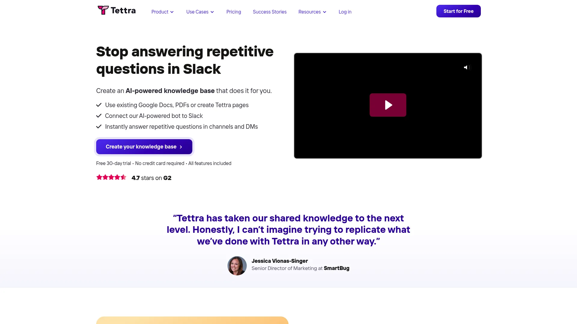 Tettra internal knowledge base interface
