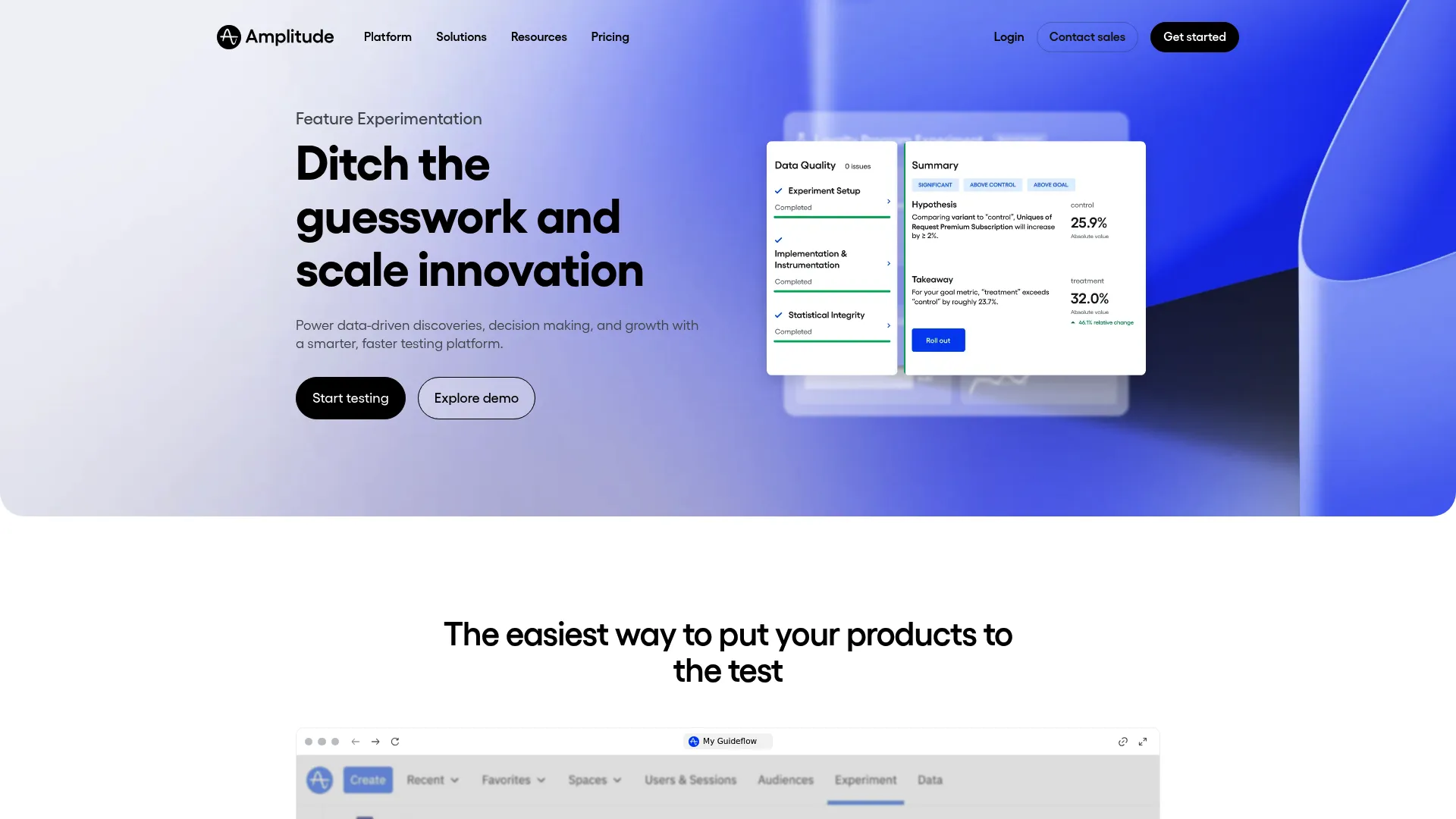 Amplitude Experiment website screenshot