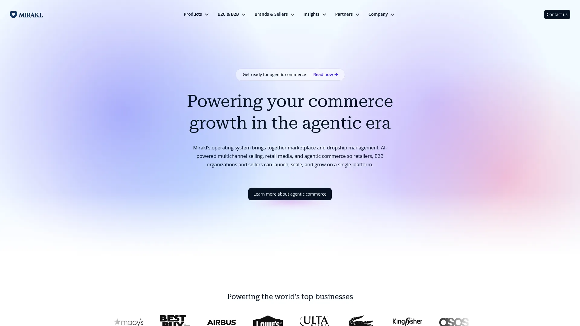 Mirakl homepage screenshot