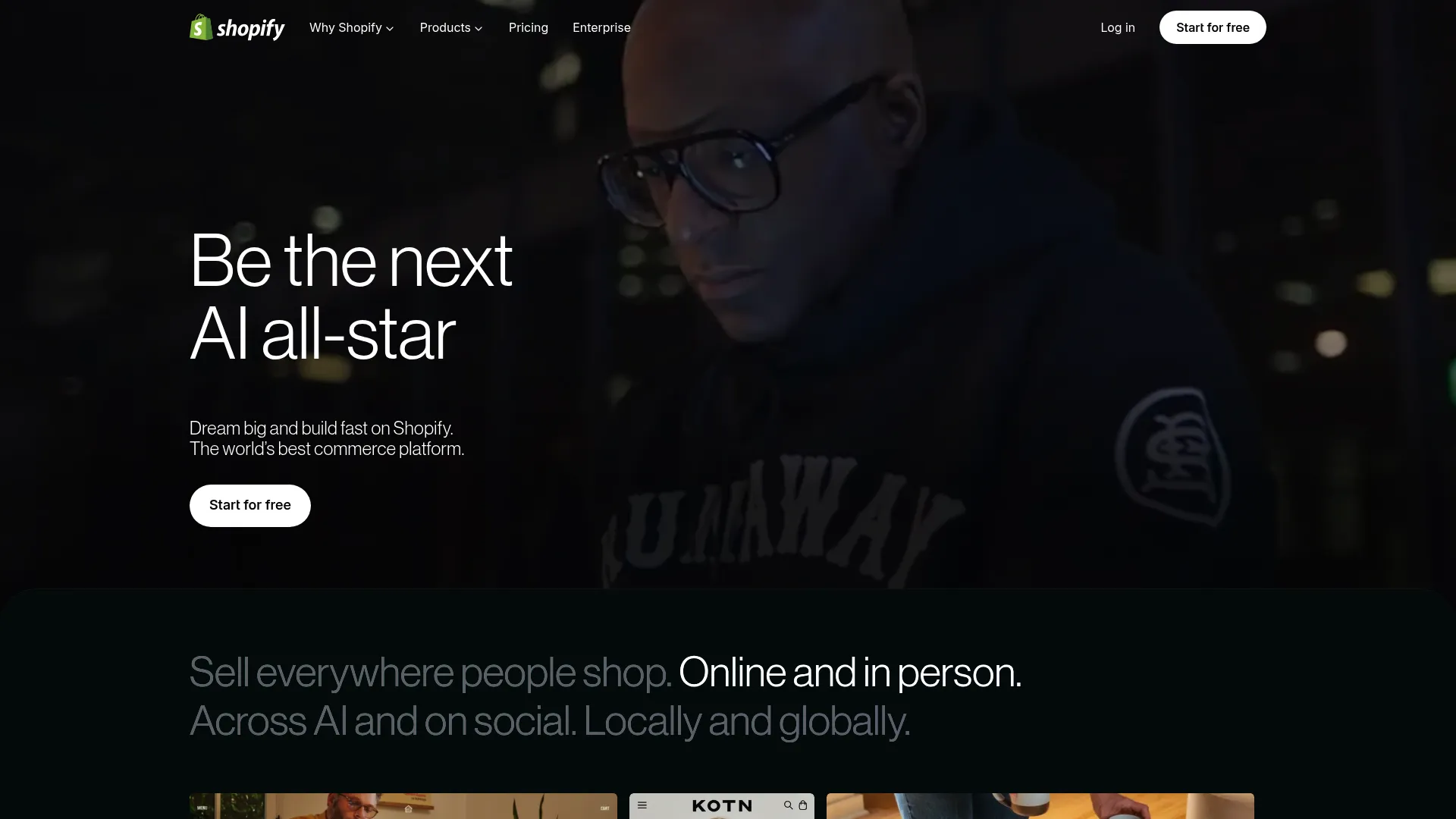 Shopify homepage screenshot