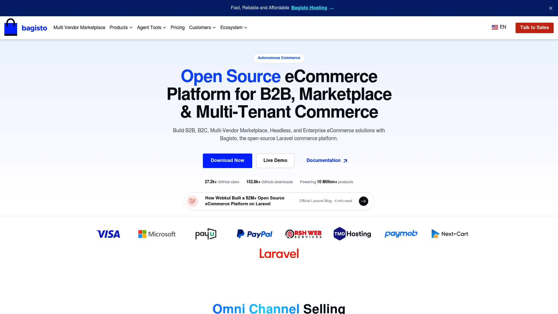 Bagisto homepage screenshot