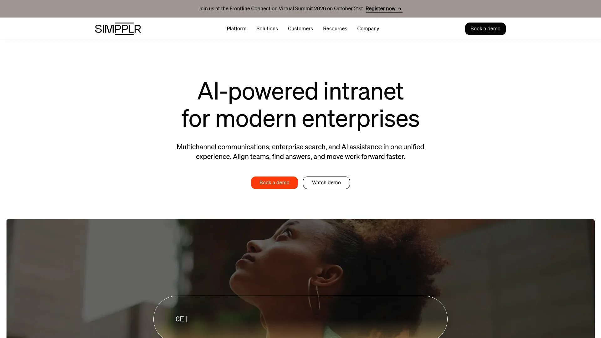 Simpplr homepage screenshot
