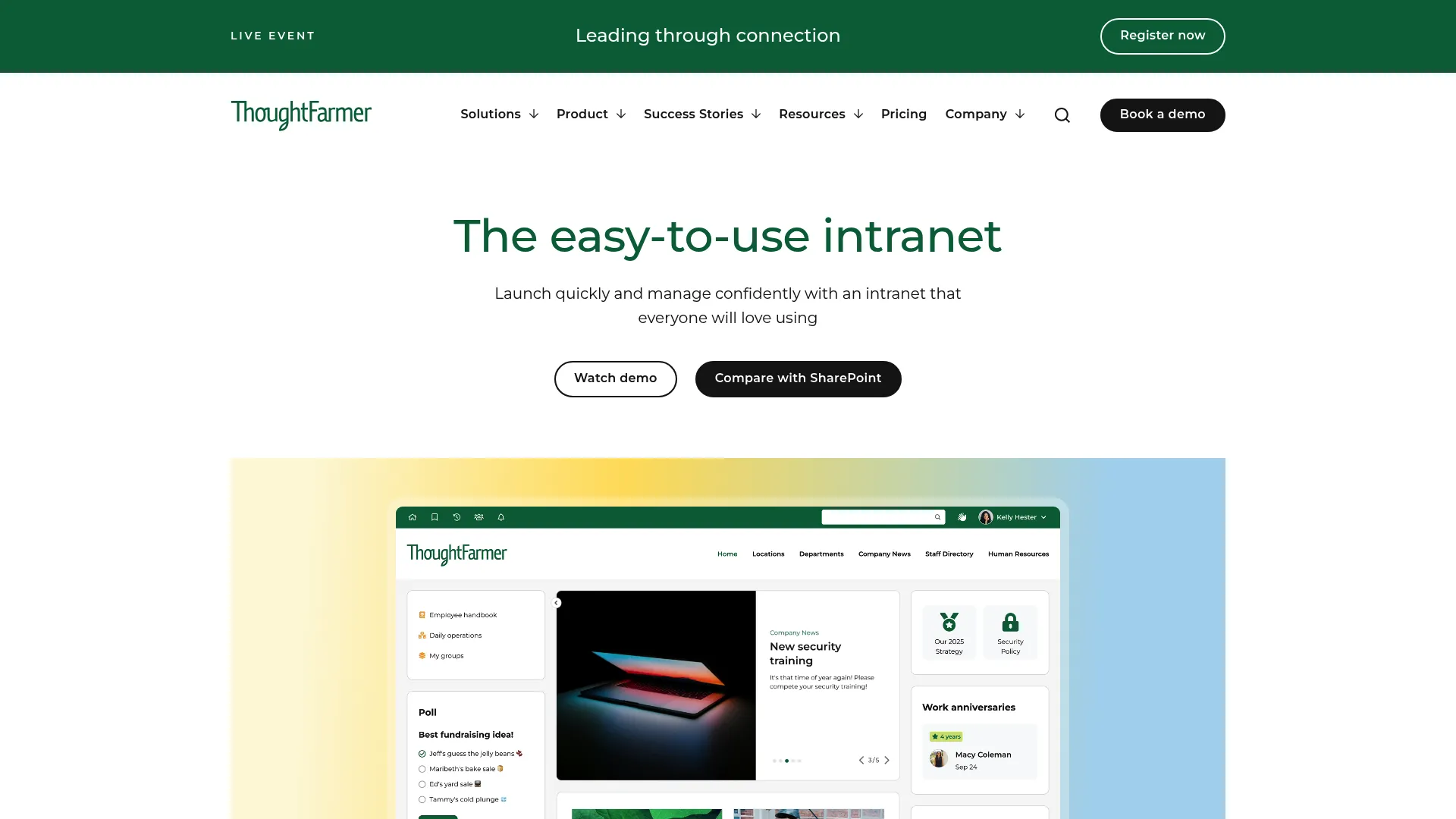 ThoughtFarmer homepage screenshot