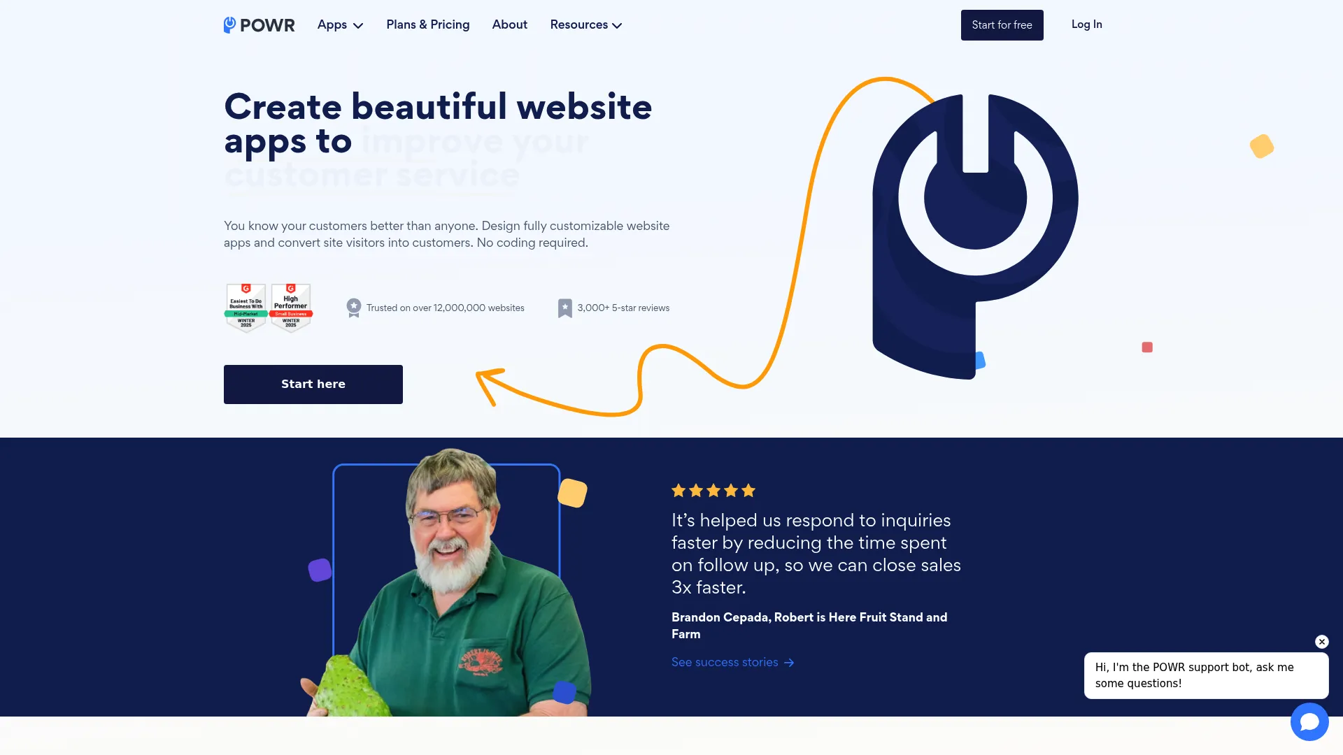POWR homepage screenshot