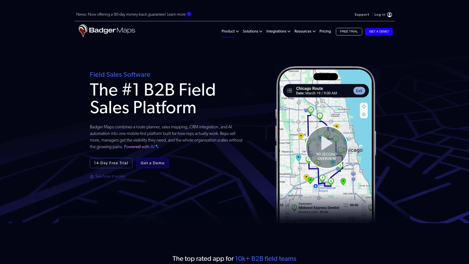 Badger Maps website screenshot