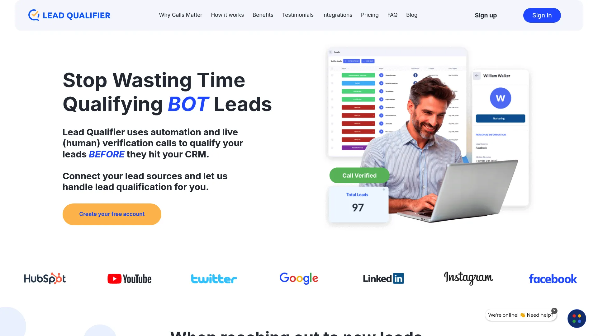 Lead Qualifier homepage