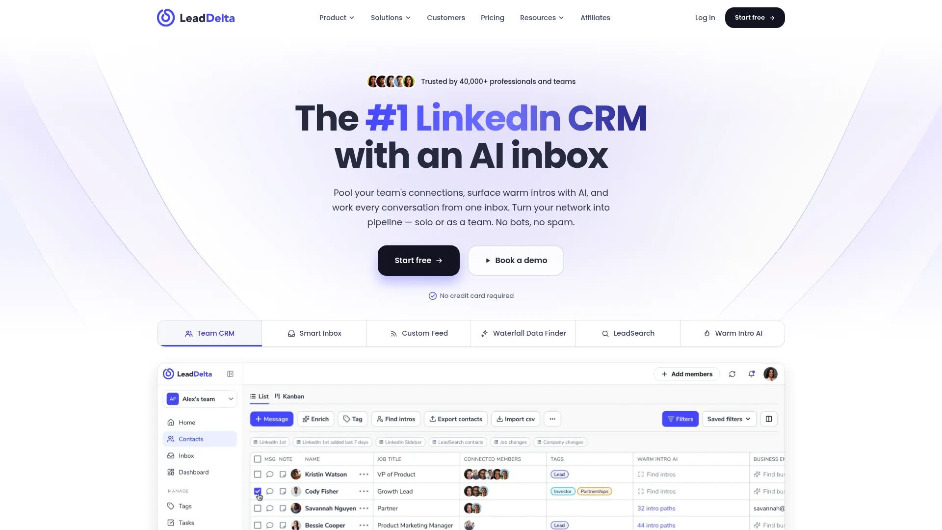 LeadDelta homepage screenshot