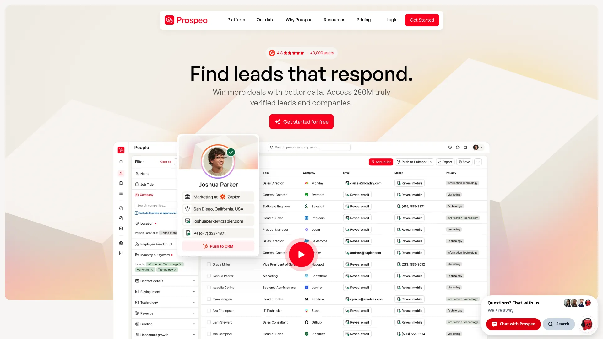 Prospeo homepage screenshot