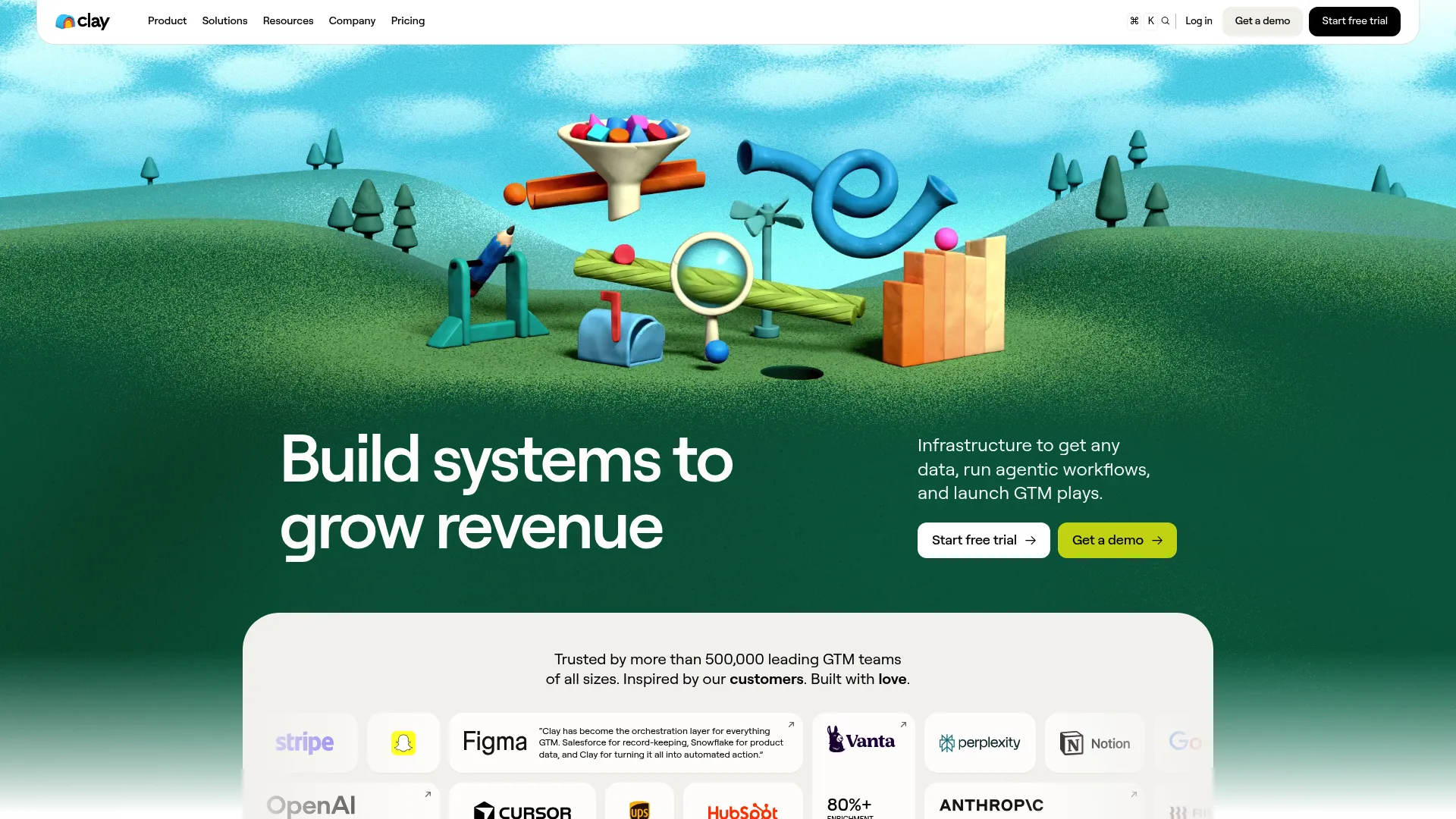 Clay homepage screenshot