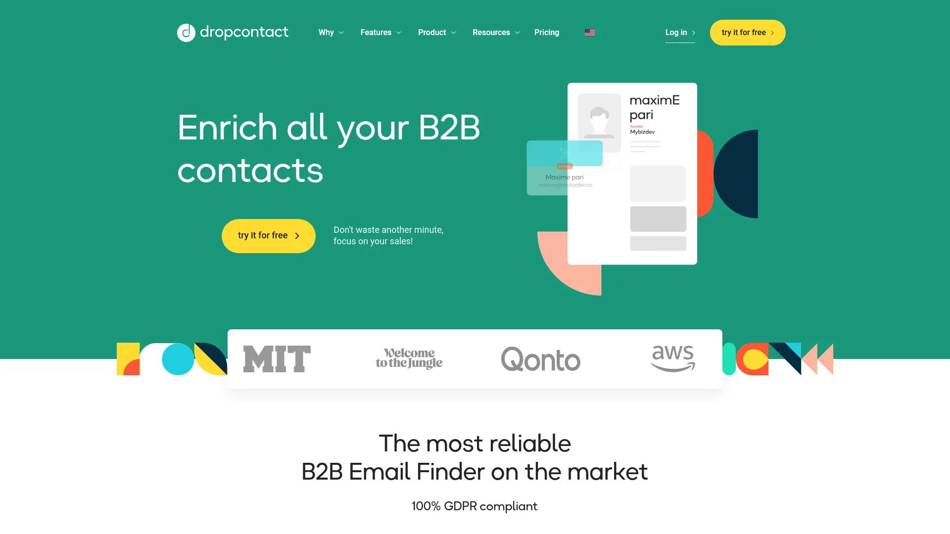DropContact homepage screenshot