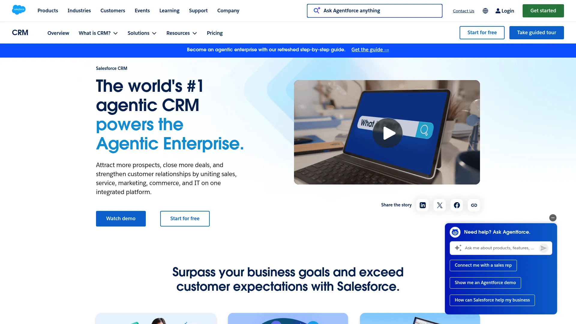 Salesforce CRM homepage screenshot