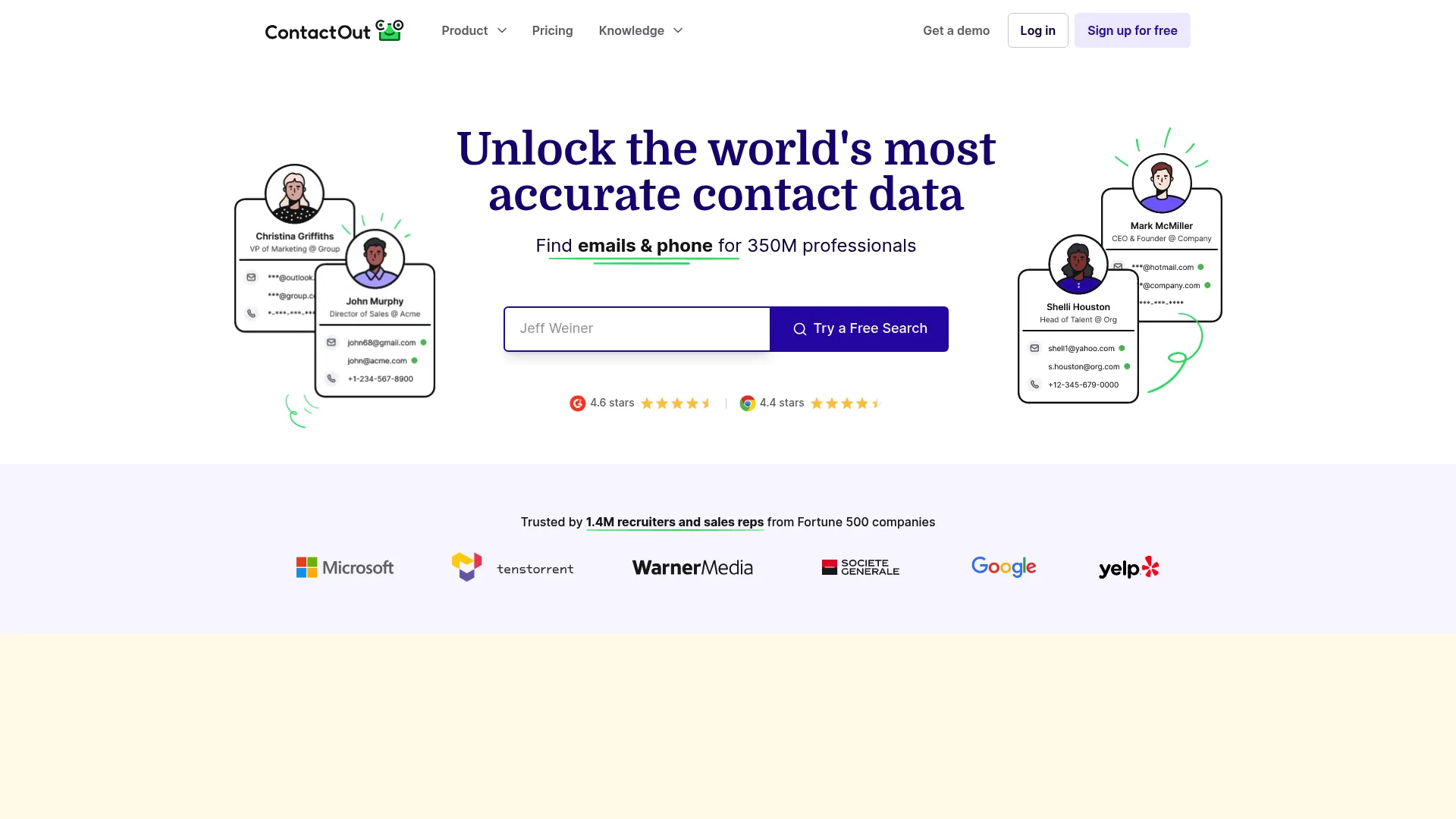 ContactOut homepage screenshot
