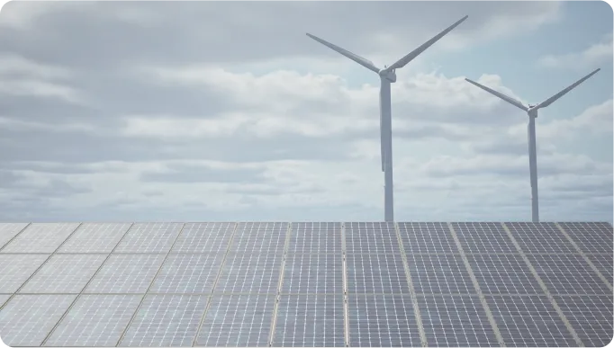 Paneles solares y molinos eólicos representando los portafolios sustentables ESG de Betterplan