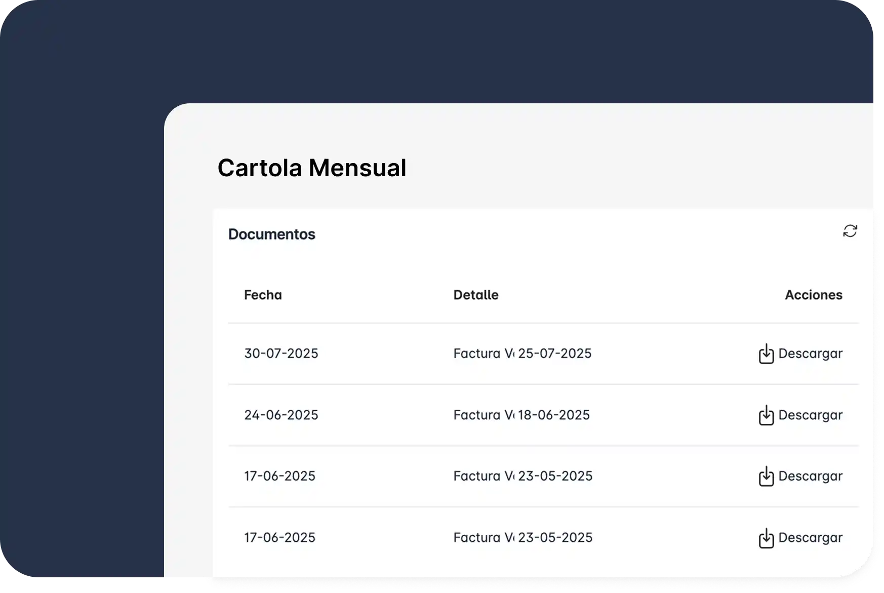Cartola mensual de inversiones