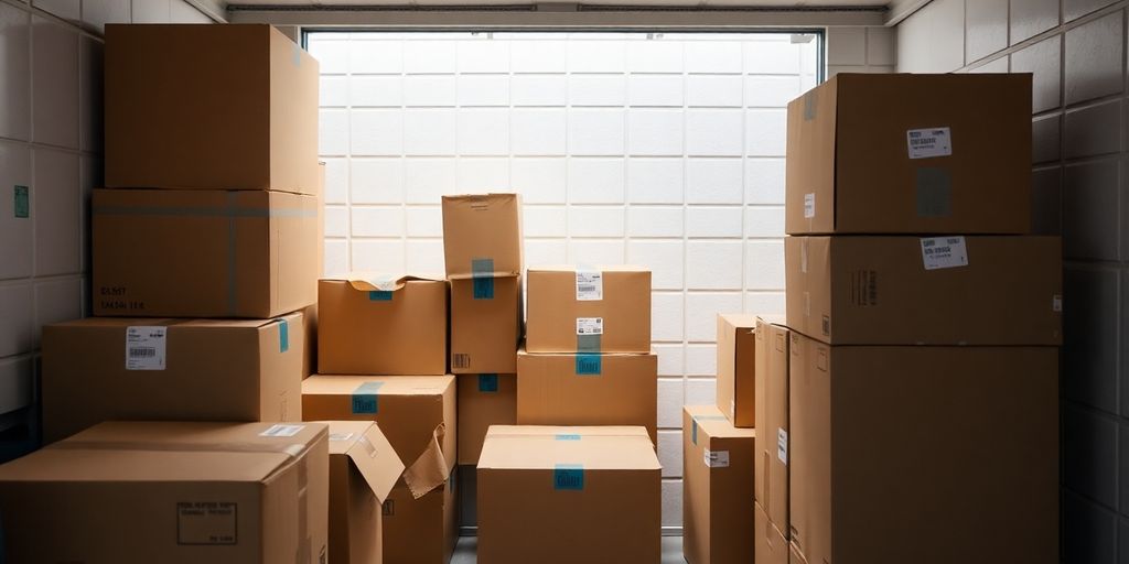 Clarendon movers packing boxes into a storage unit.