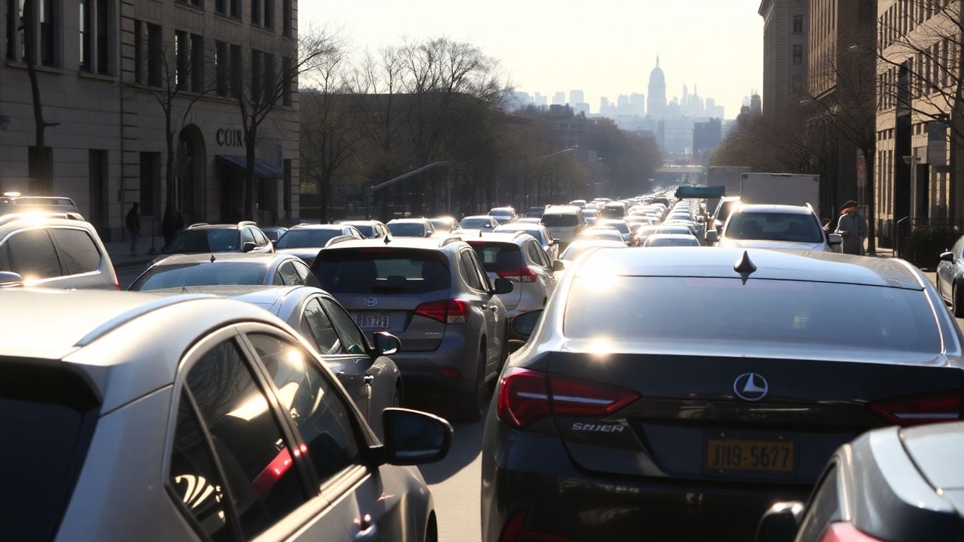 D.C. street with cars navigating parking.