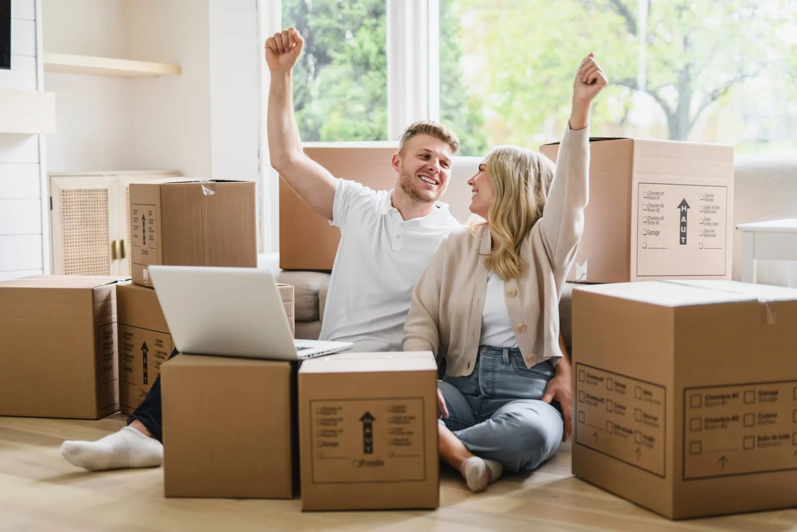 couple is excited of moving for the first time
