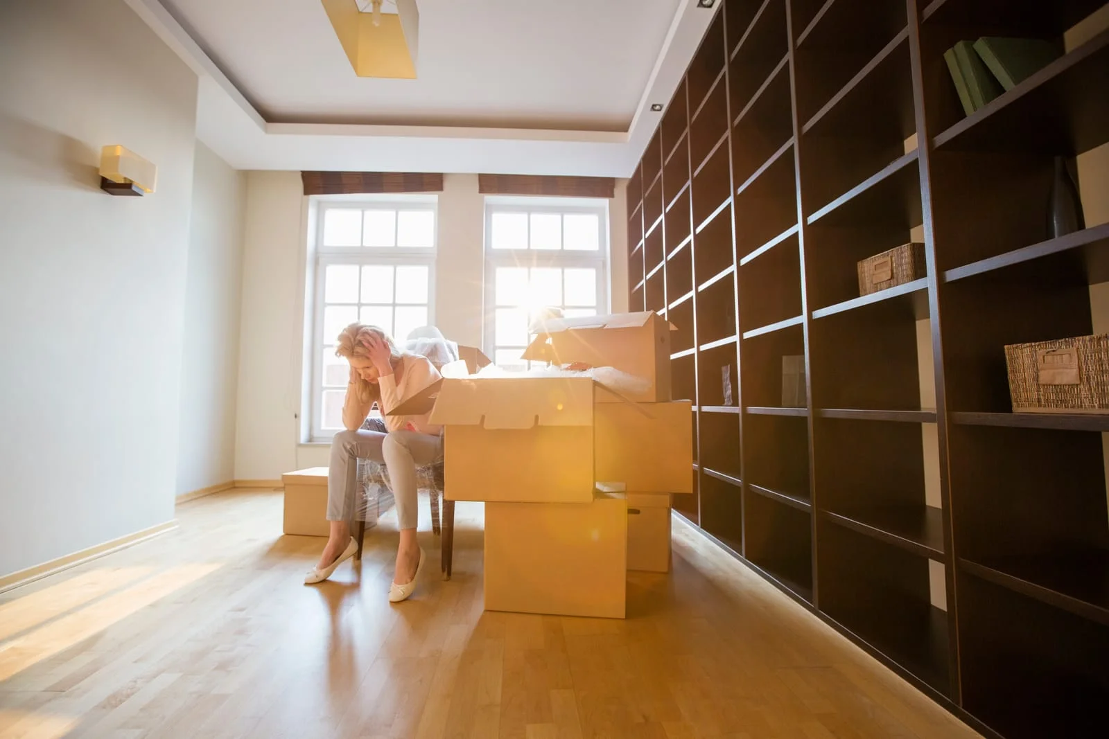 woman takes it hard to move