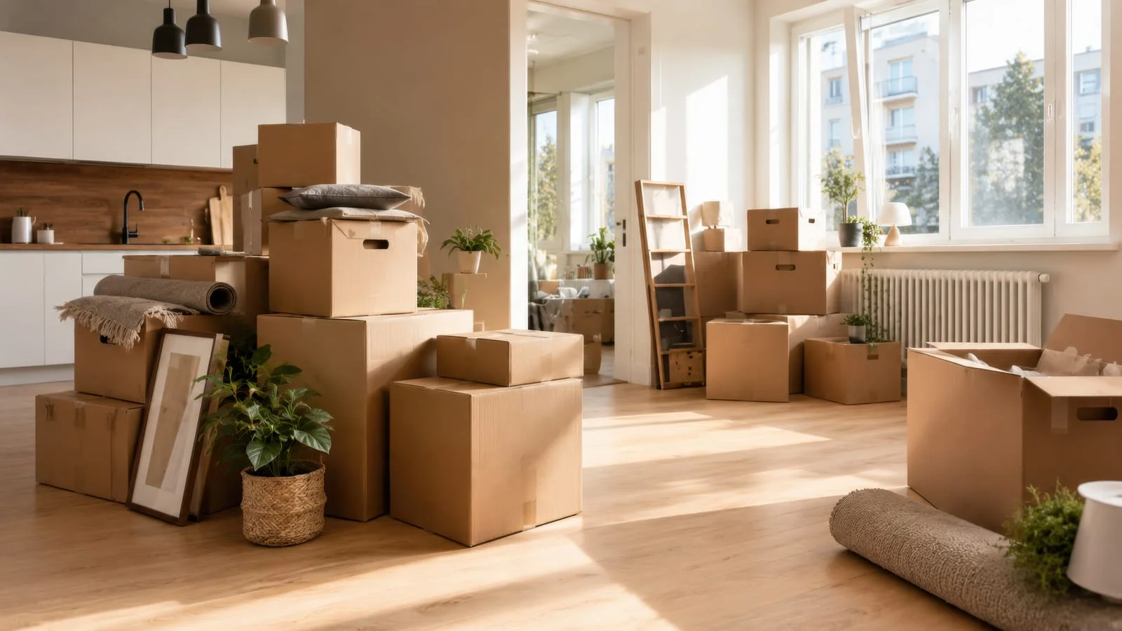 packed kitchen appliances for moving