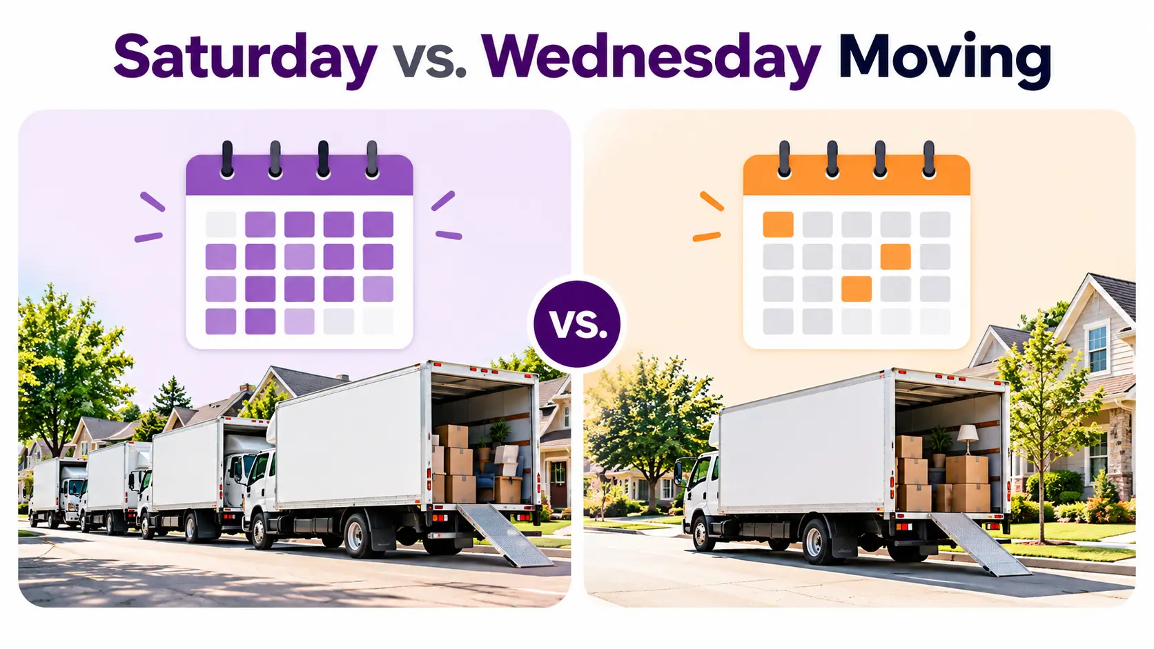 calendar showing the best day of the week to move