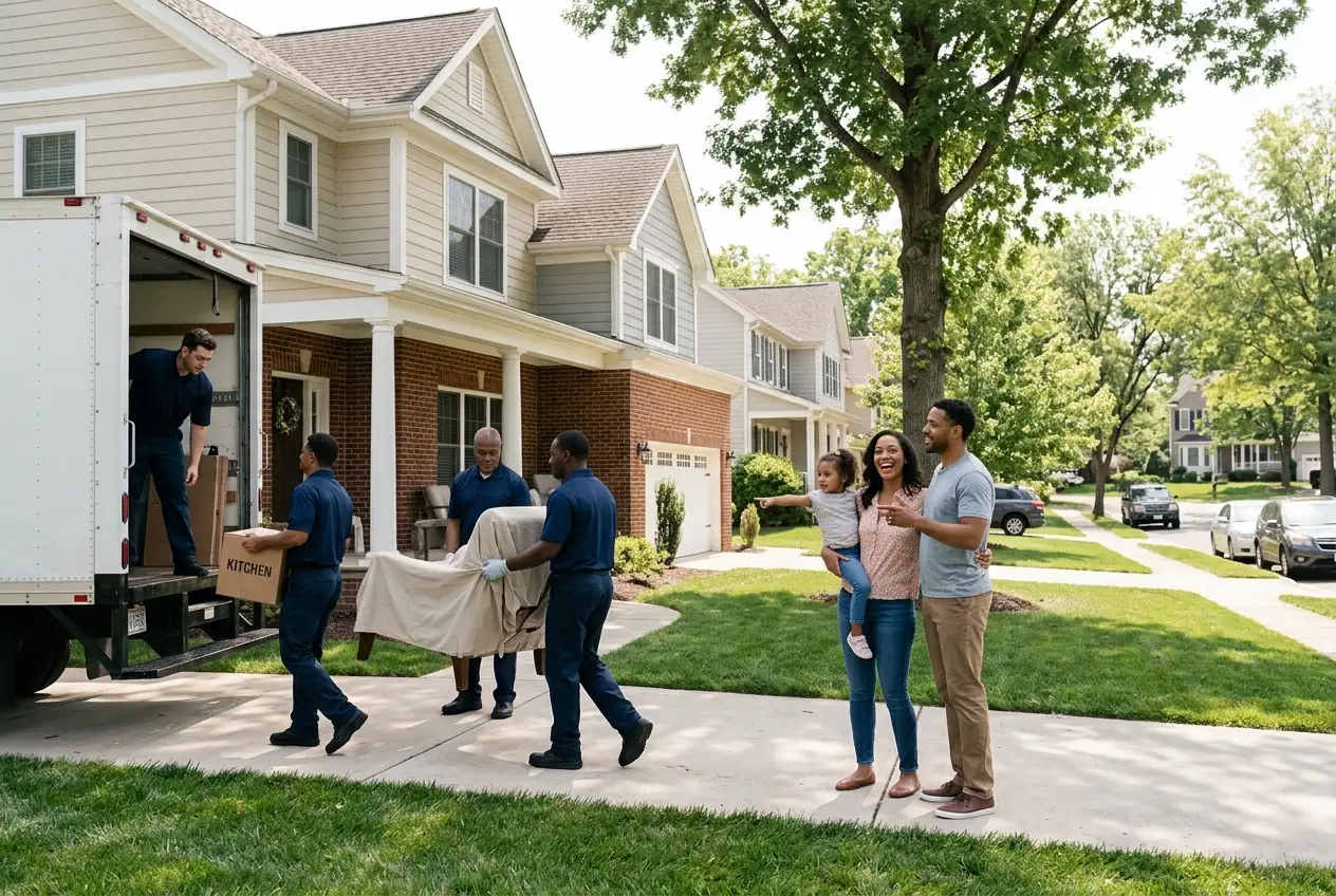 family is moving in into their new house