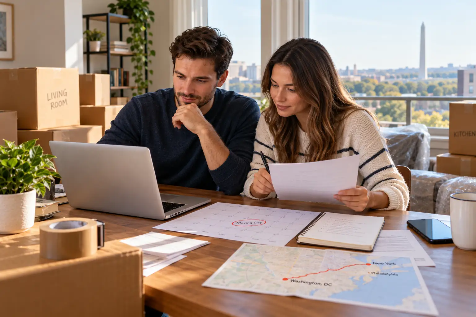 couple is booking a moving company