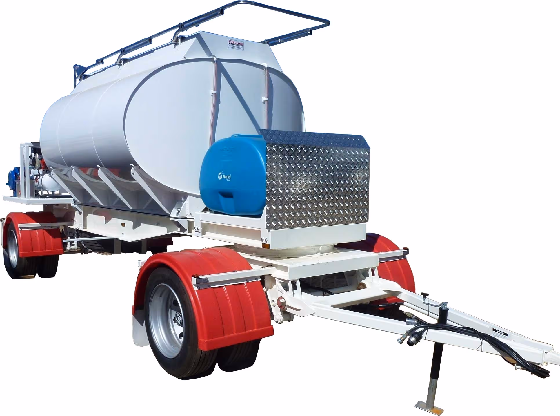Front of trailer showing Adblue storage tank. Equipped with dispensing pump and reel.