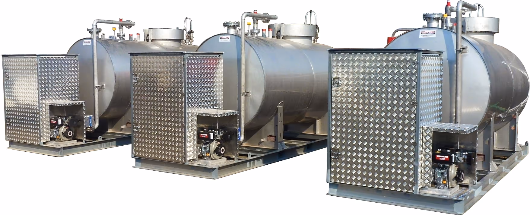 Self-bunded, all stainless tanks for JET-A1 with diesel engine-powered dispensing systems. These systems are deployed across the country and allow the RFDS to refuel aircraft 24/7