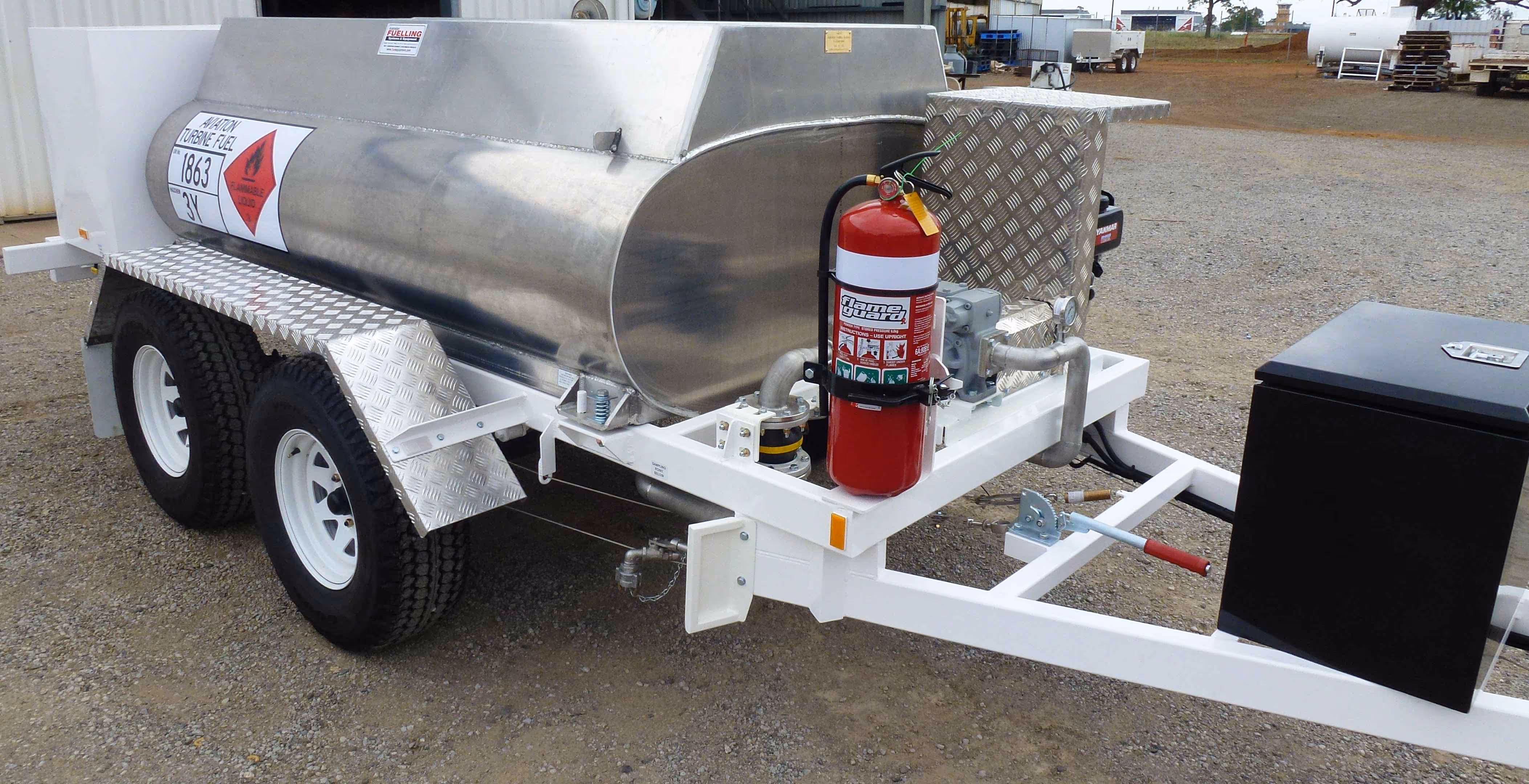 Front of a JET-A1 trailer with Yanmar diesel engine-powered pump.