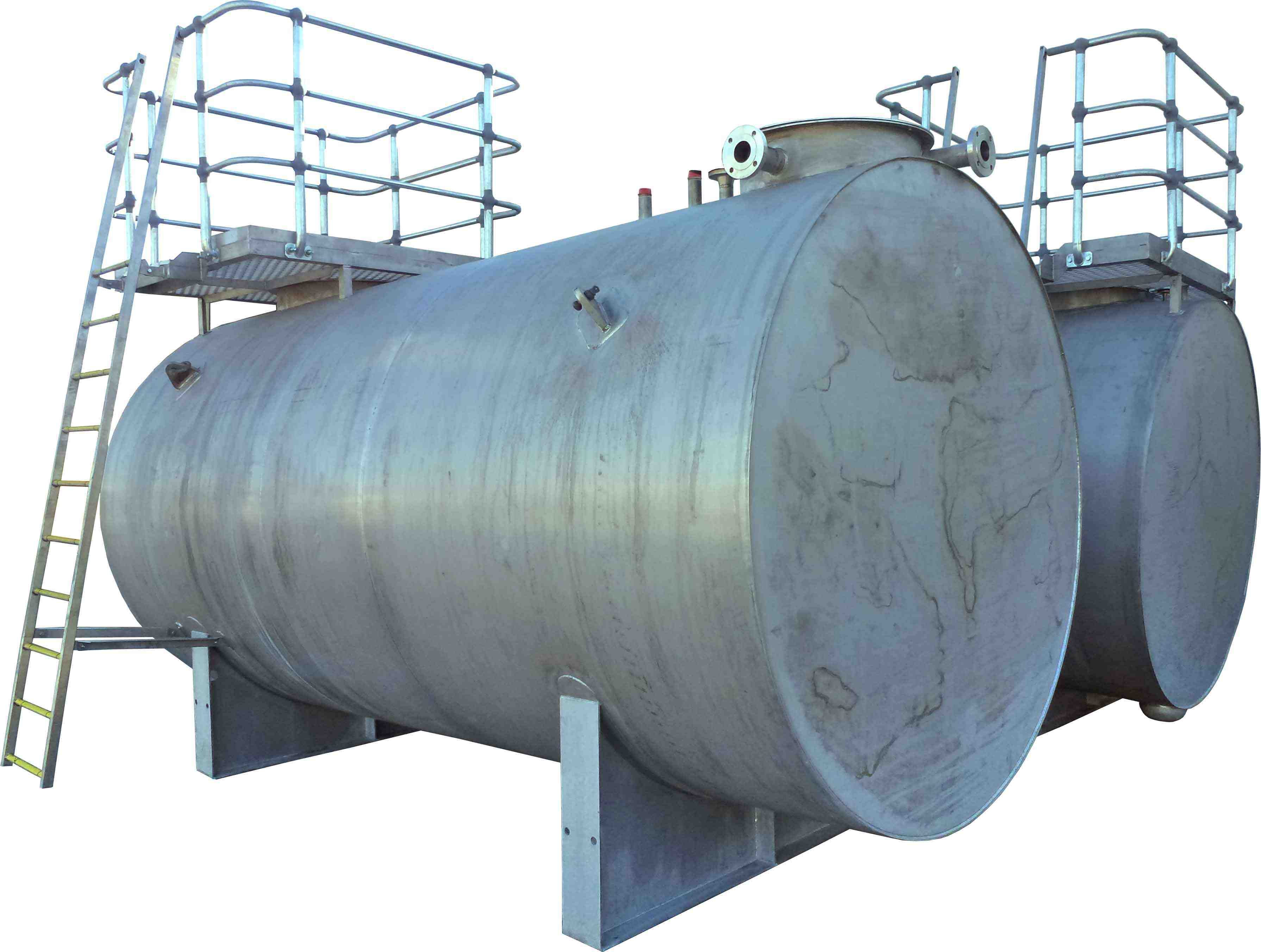 Shows 22,000 litre JET-A1 and AVGAS tanks built of Grade 304 stainless steel and self-bunded