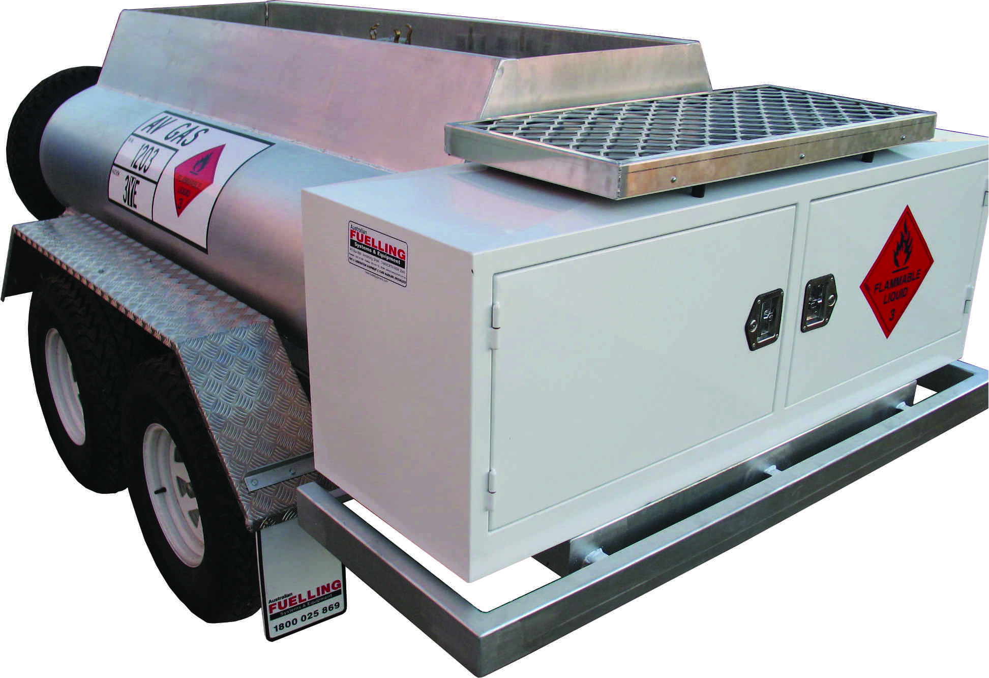 Rear view of second trailer shows equipment cabinet and PV panes.