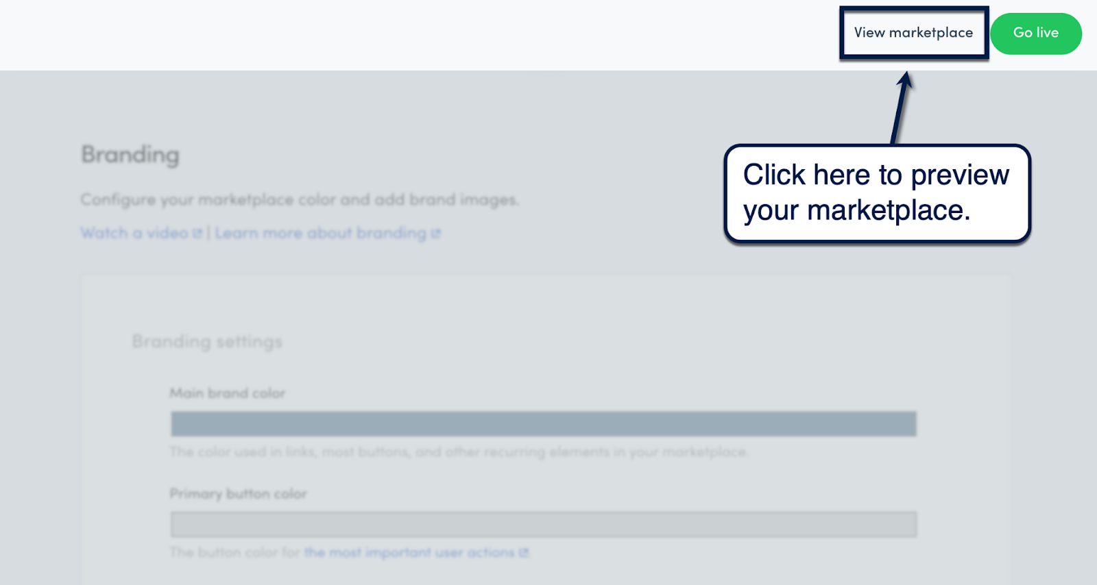 Sharetribe Console button for previewing a marketplace before launch