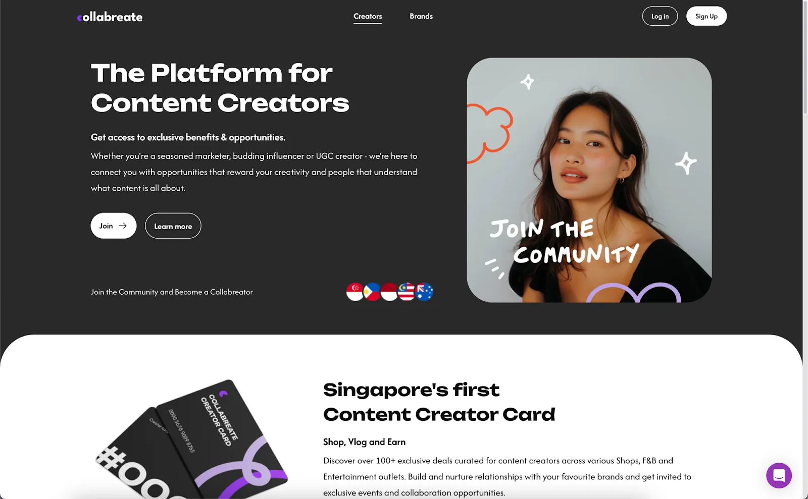 Collabreate content creator marketplace homepage
