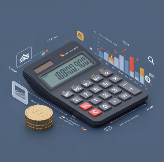 Google Ads budget calculator tool interface for planning ad spend