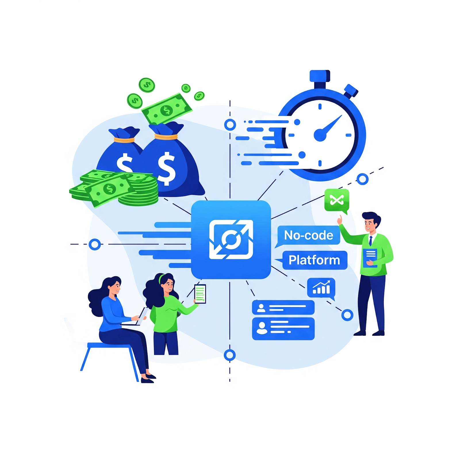 No-code website development offering significant cost savings and efficiency for B2B businesses.