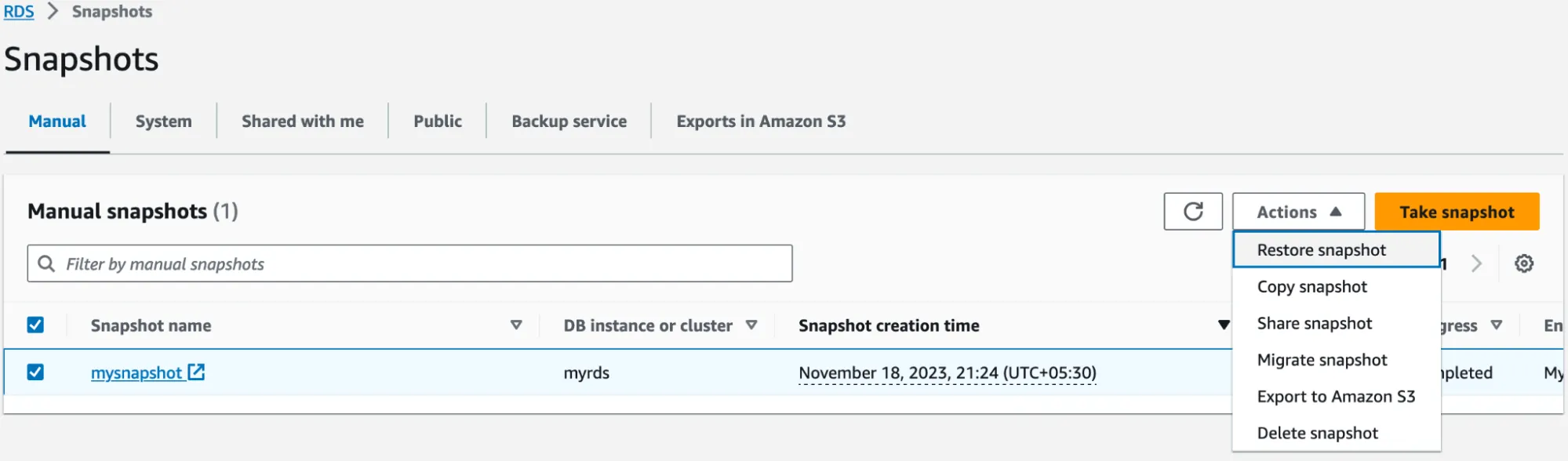 MySQL Snapshot Upgrade
