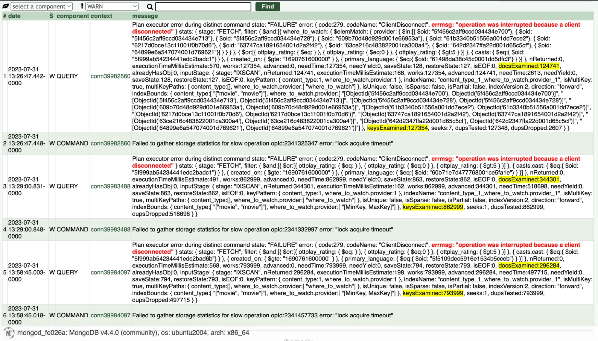 MongoDB Log Analysis - Hatchet tool