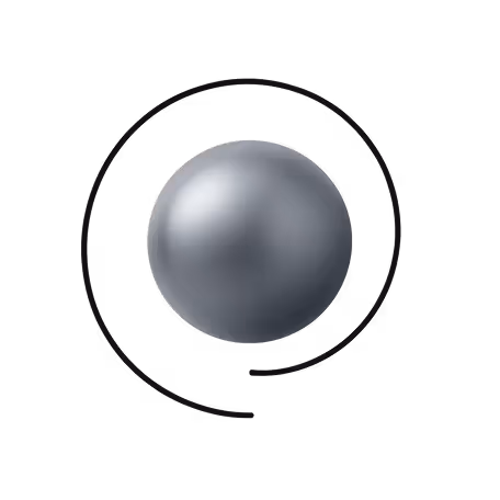 Minimalist circular shape with a black dot centered on a white and gray textured background.