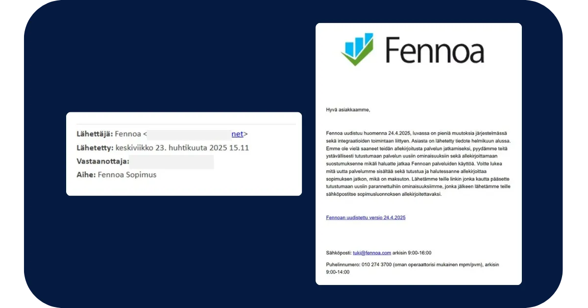 Esimerkki: Huijausviestit Fennoa