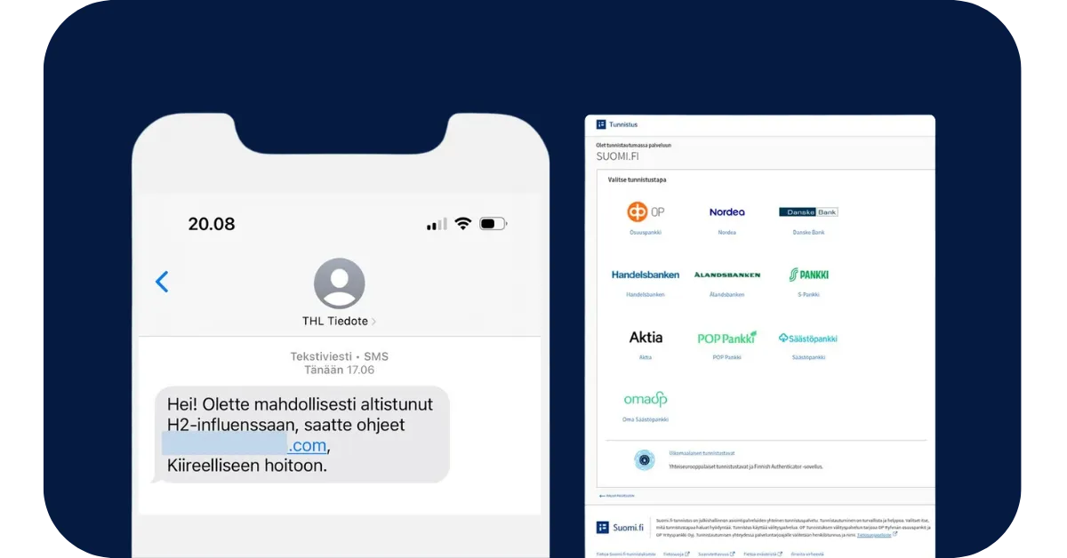 Esimerkki: Huijausviestit H2-influenssa