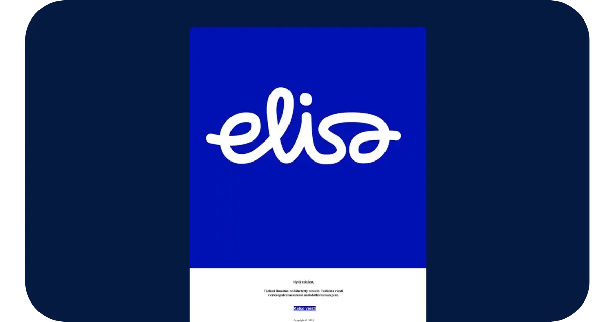 Esimerkki: Huijausviesti Elisan nimissä