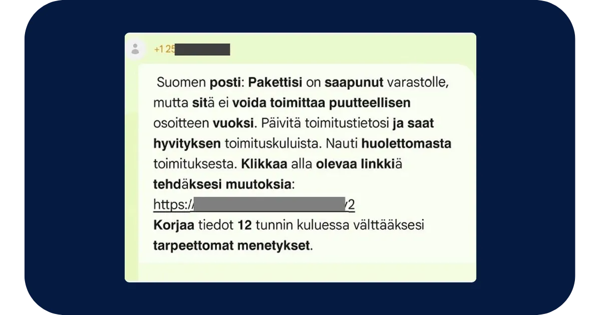 Esimerkki: Tekstiviestit Postin nimissä